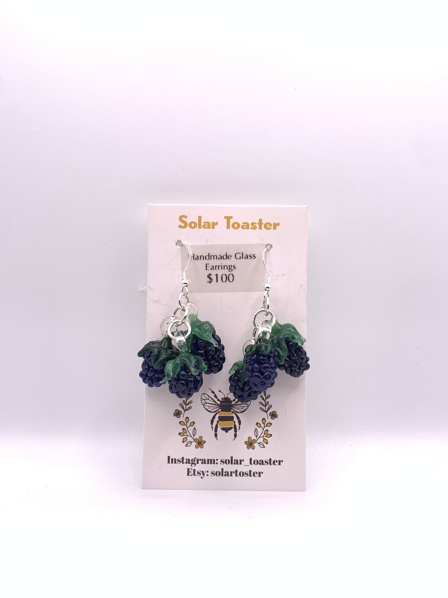 Blackberry cluster earrings, made with real silver