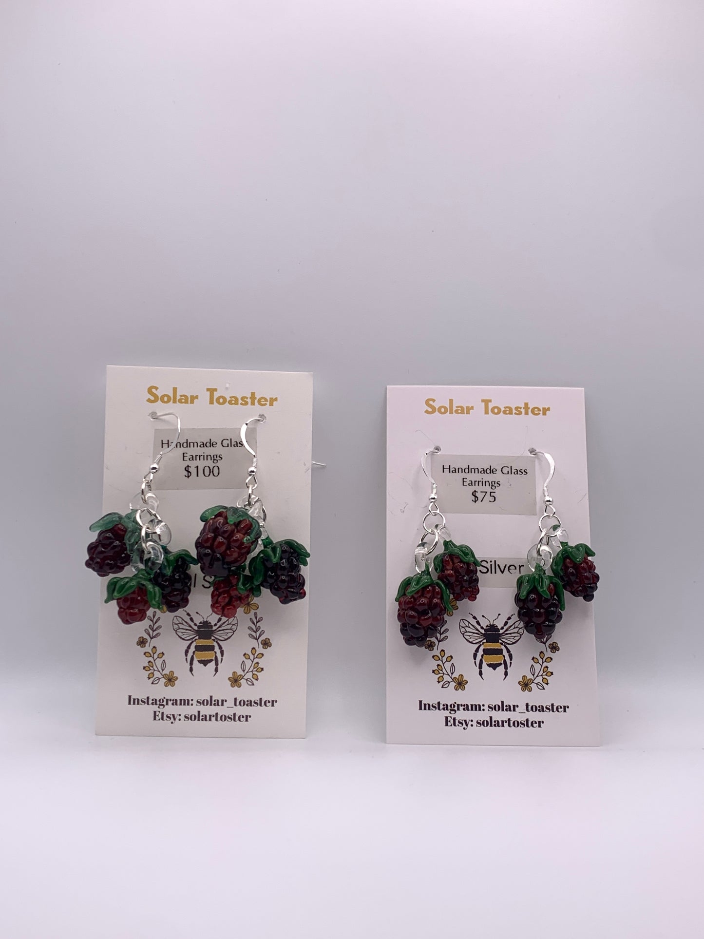 Raspberry cluster earrings, made with real silver