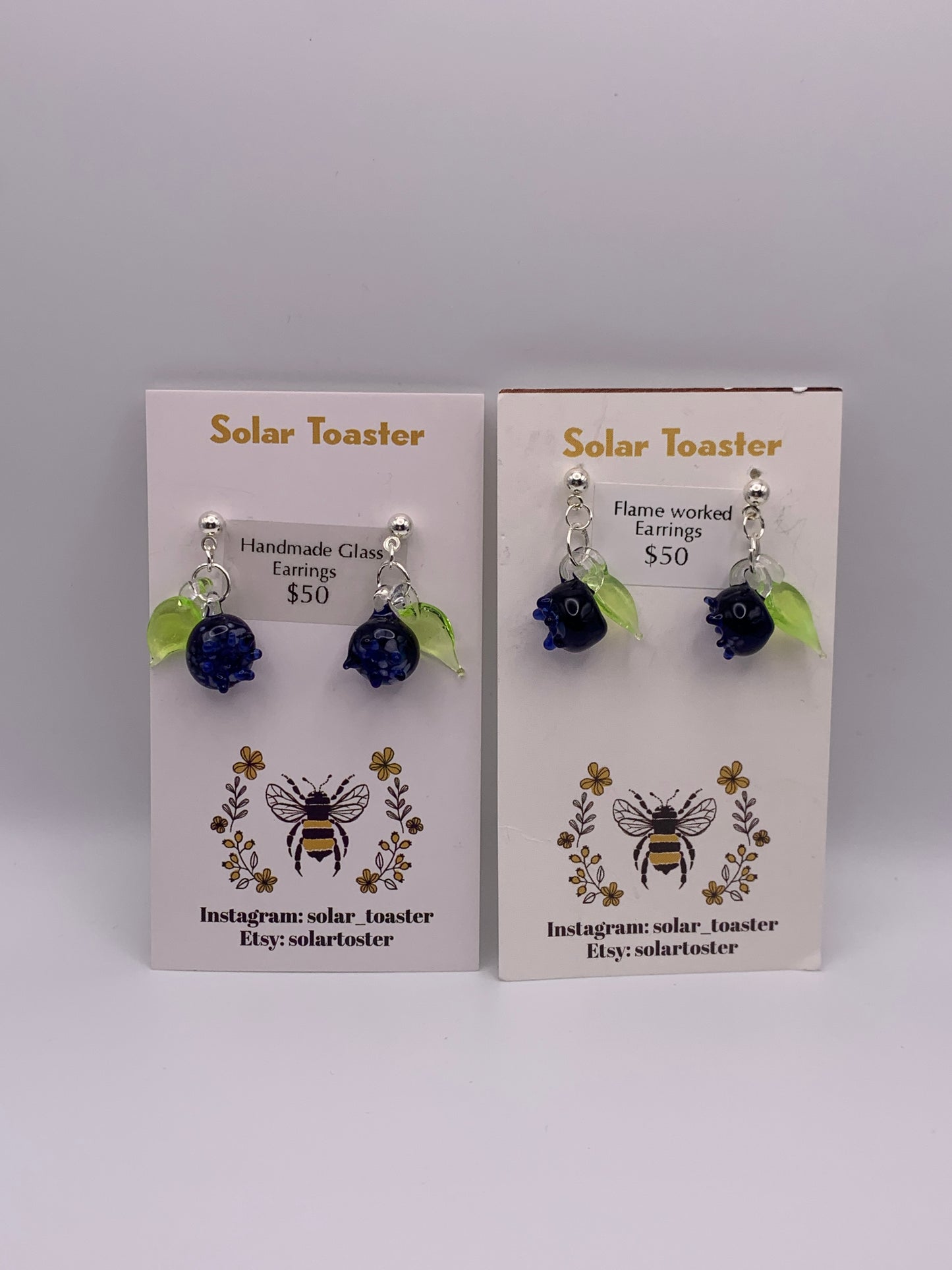 Handmade Glass Blueberry Earrings