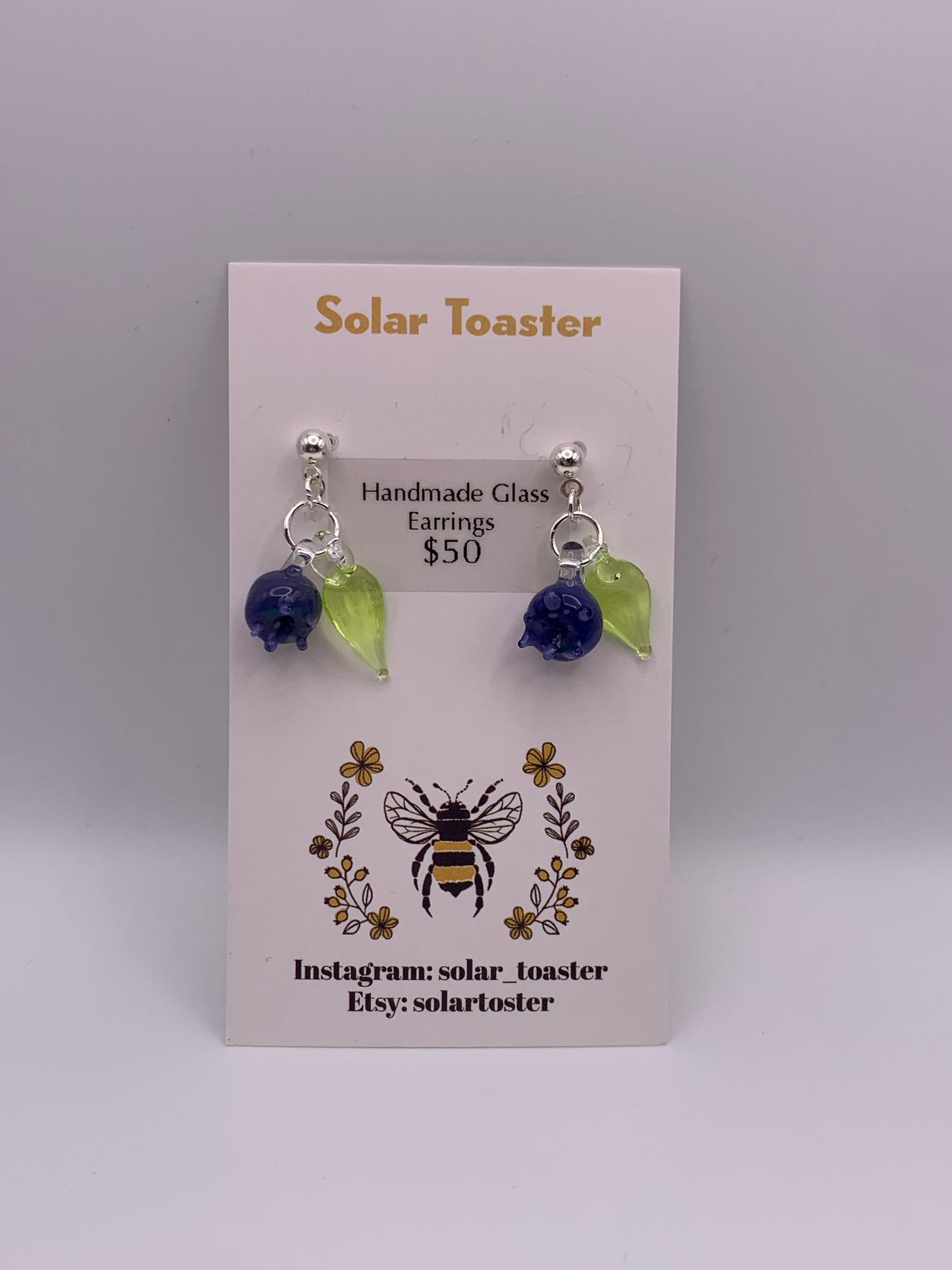 Handmade Glass Blueberry Earrings