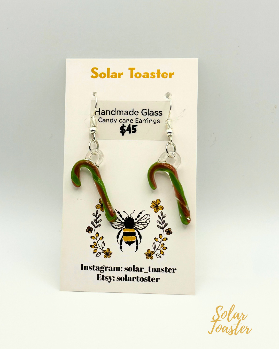 Glass Candy Cane Earrings|| Handmade glasswork||