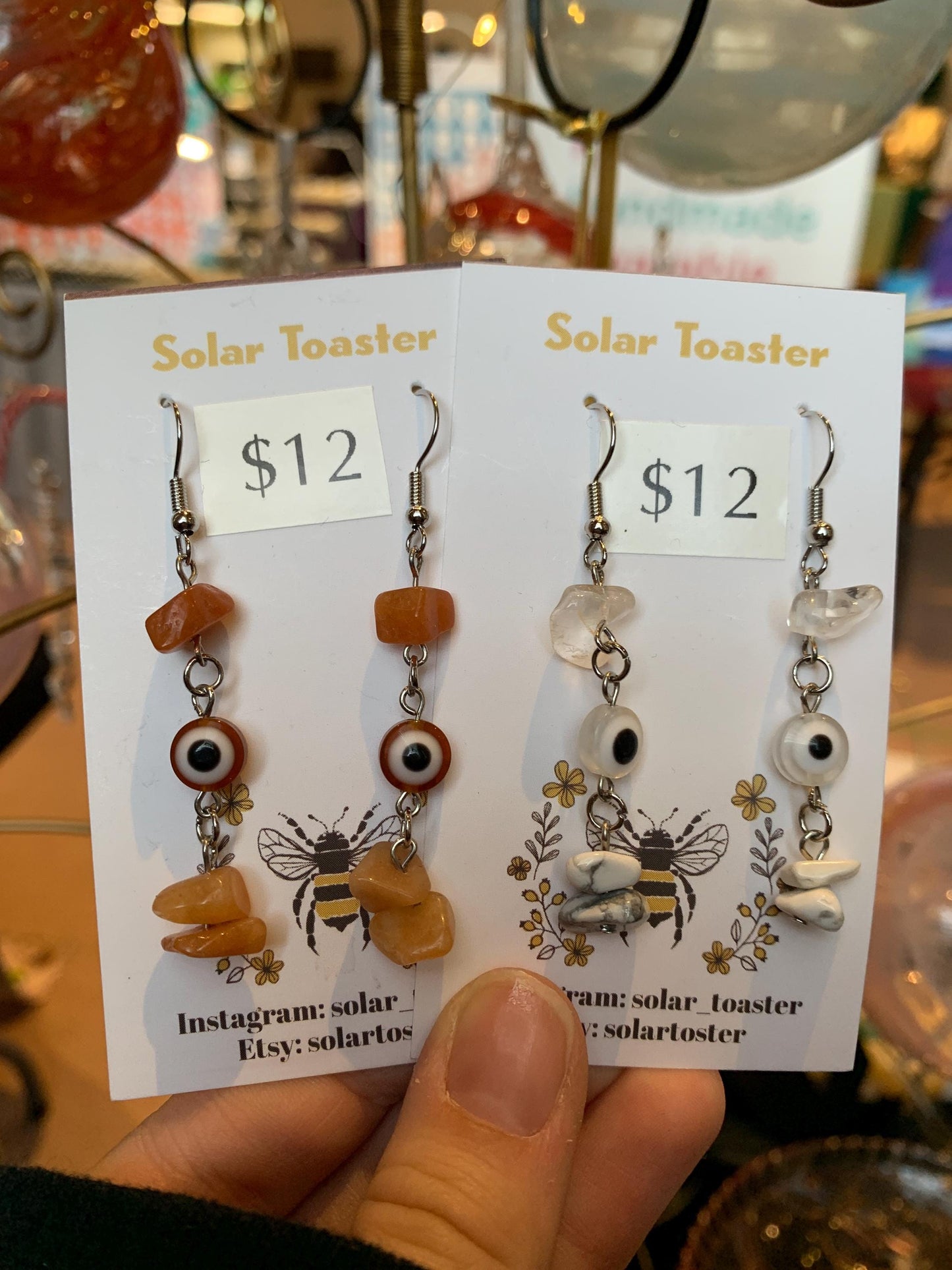 Evil Eye and Crystal Dangle Earrings