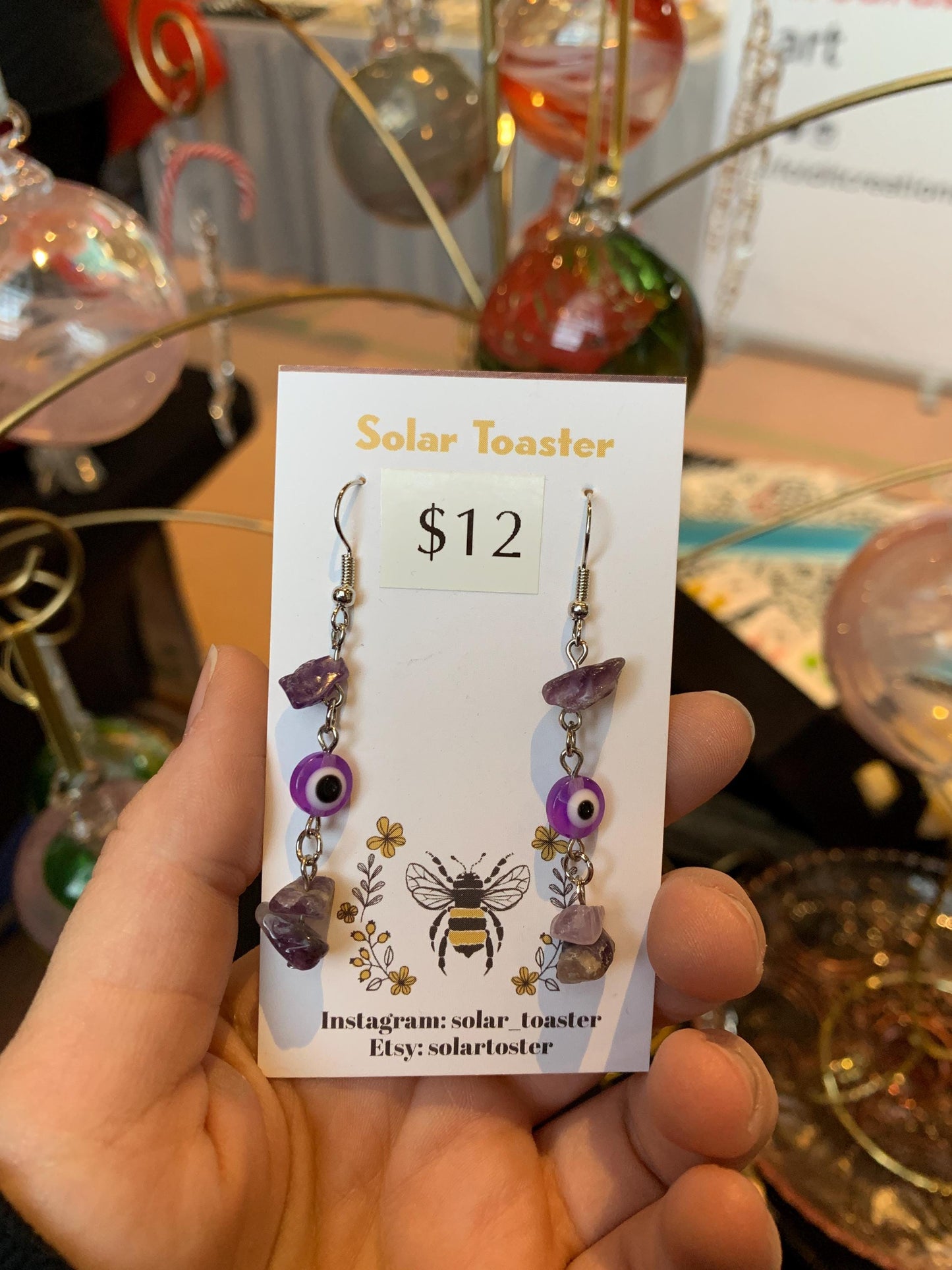 Evil Eye and Crystal Dangle Earrings