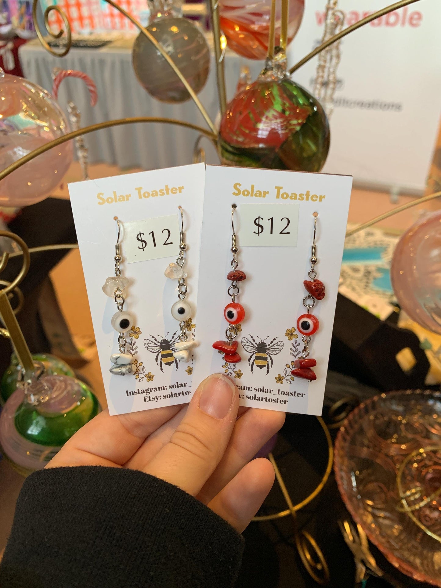 Evil Eye and Crystal Dangle Earrings