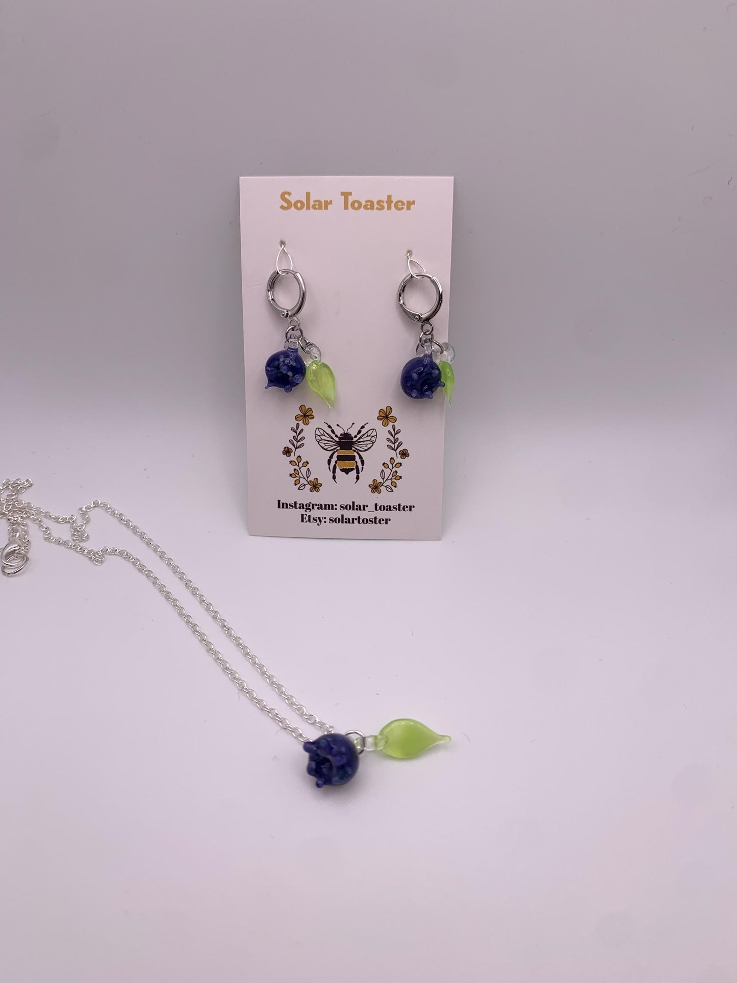 Handmade Glass Blueberry Jewelry, Earrings and Pendants|| flameworked, one of a kind, summer berry, ||