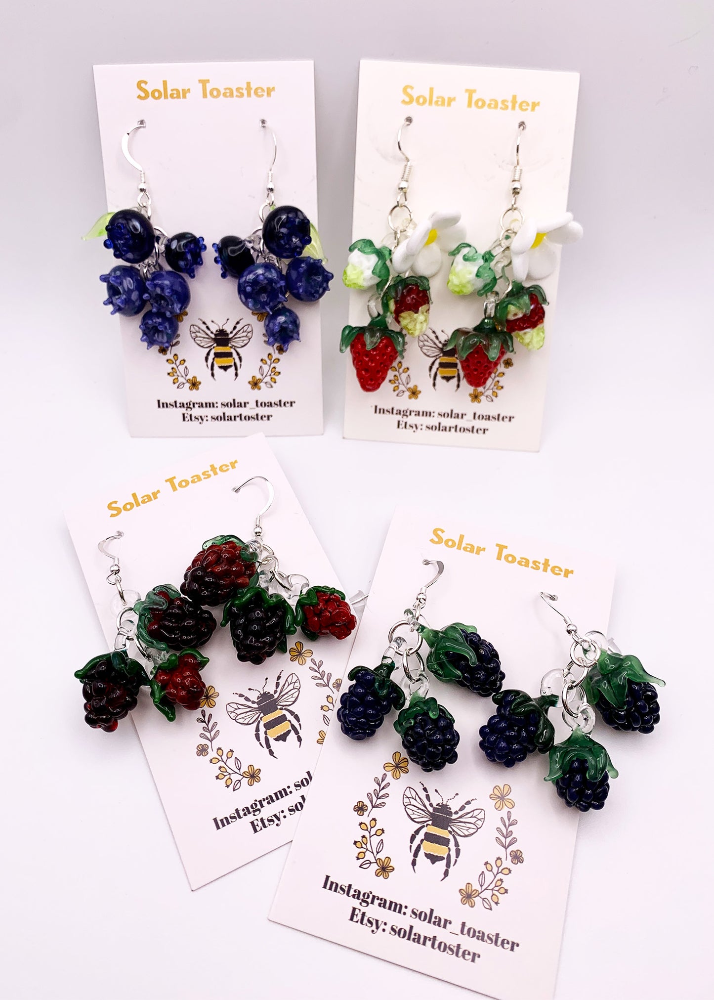Blackberry cluster earrings, made with real silver