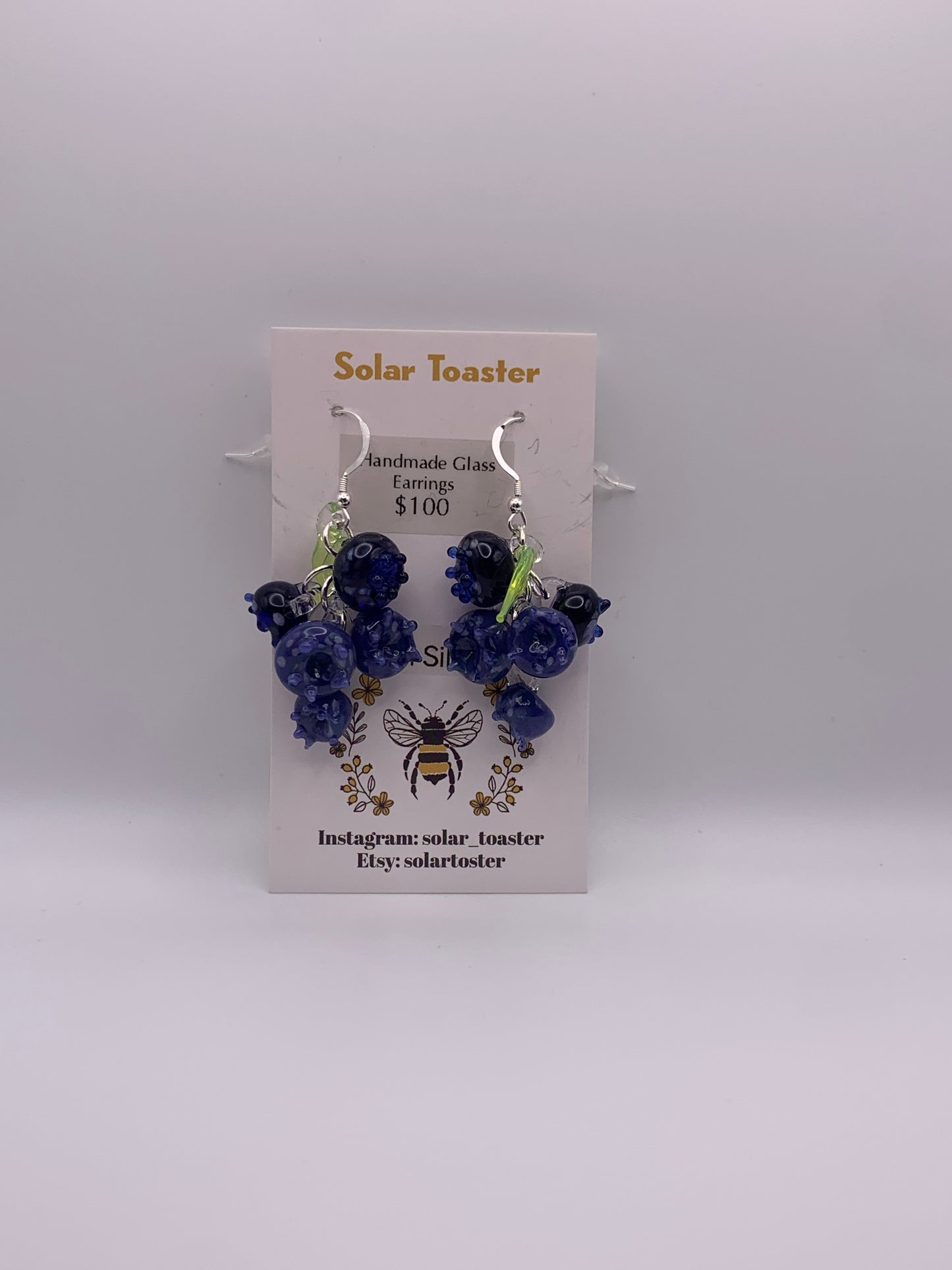 Blueberry cluster earrings, made with real silver