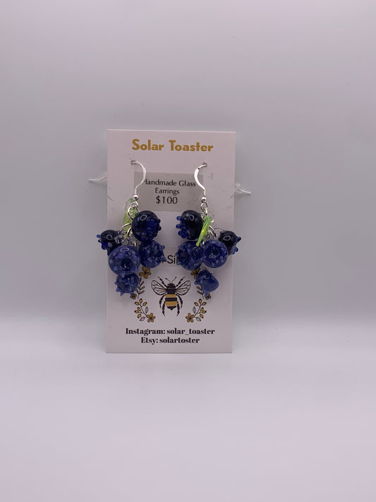 Blueberry cluster earrings, made with real silver