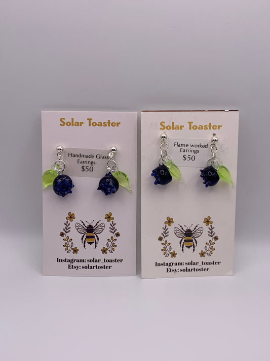 Handmade Glass Blueberry Earrings