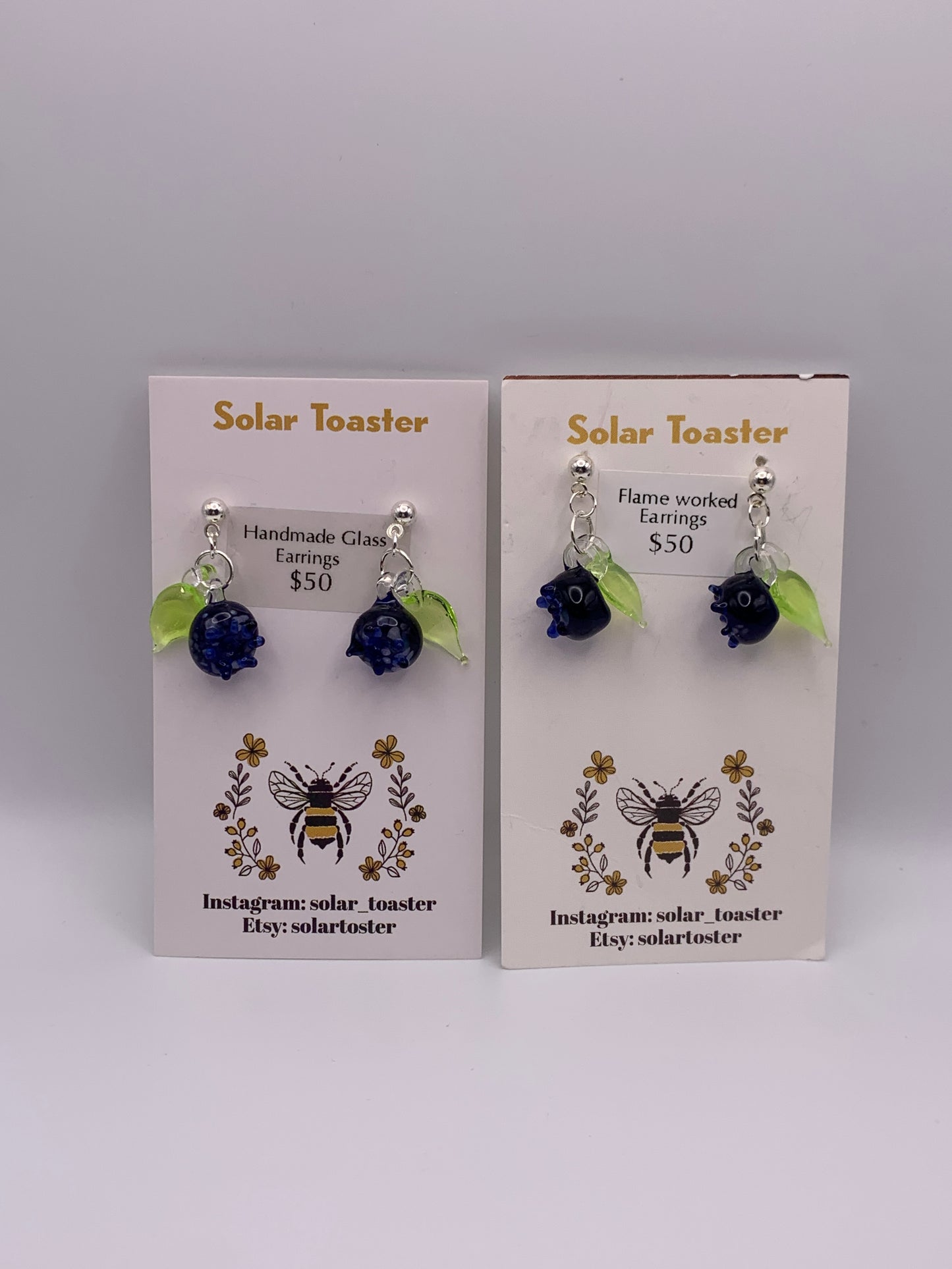 Handmade Glass Blueberry Earrings