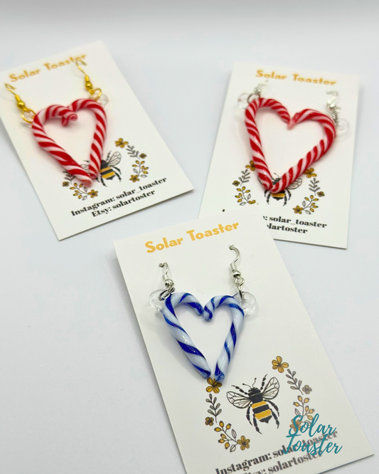 Glass Candy Cane Earrings|| Handmade glasswork||