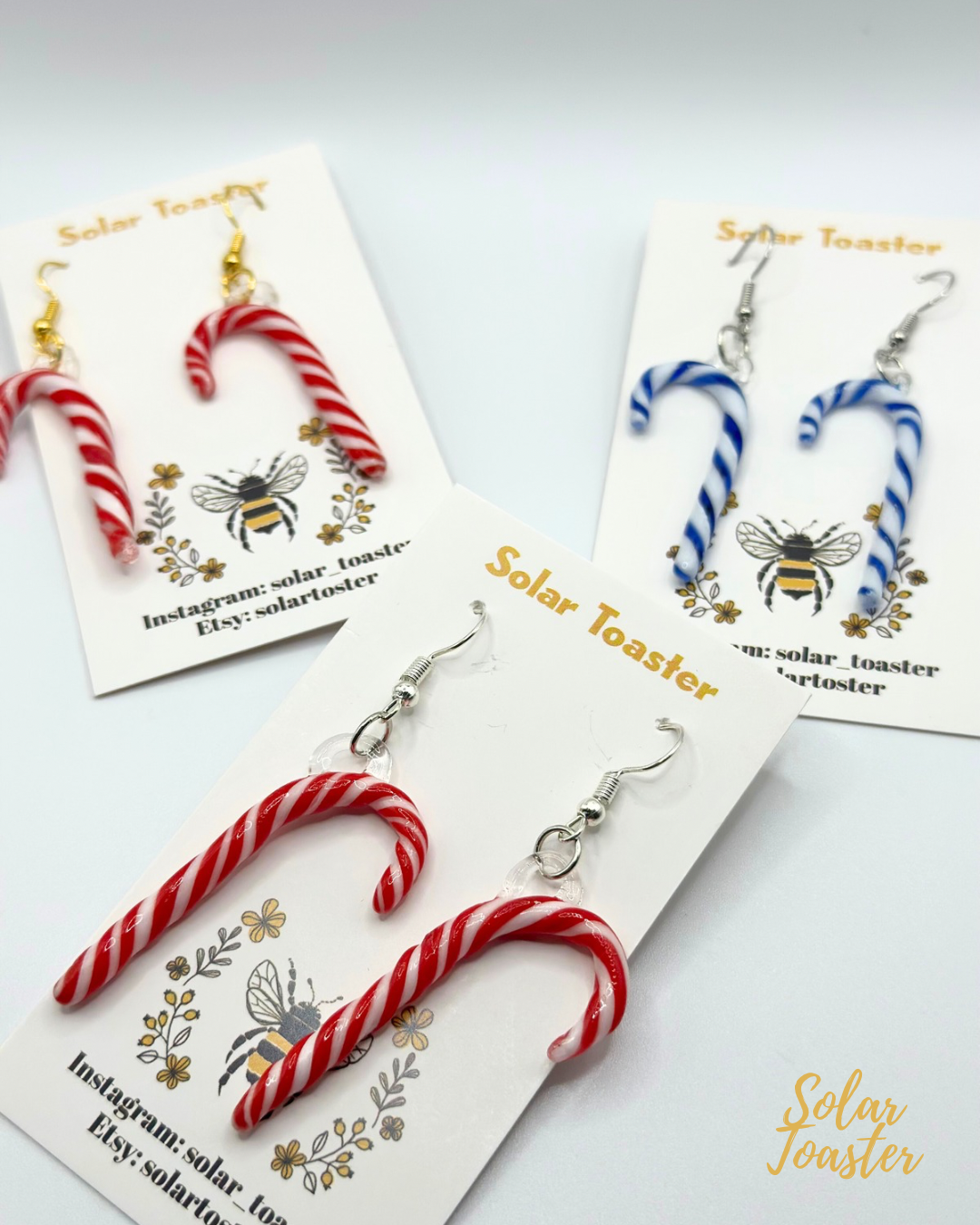 Glass Candy Cane Earrings|| Handmade glasswork||