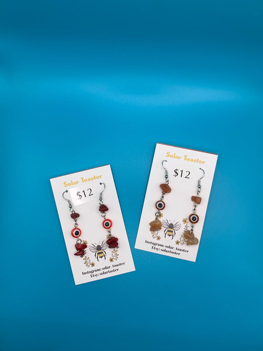 Evil Eye and Crystal Dangle Earrings
