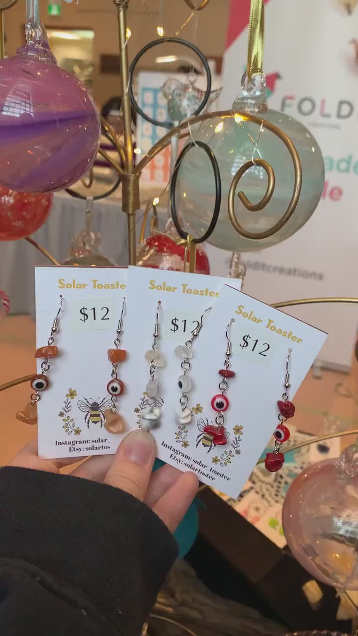 Evil Eye and Crystal Dangle Earrings